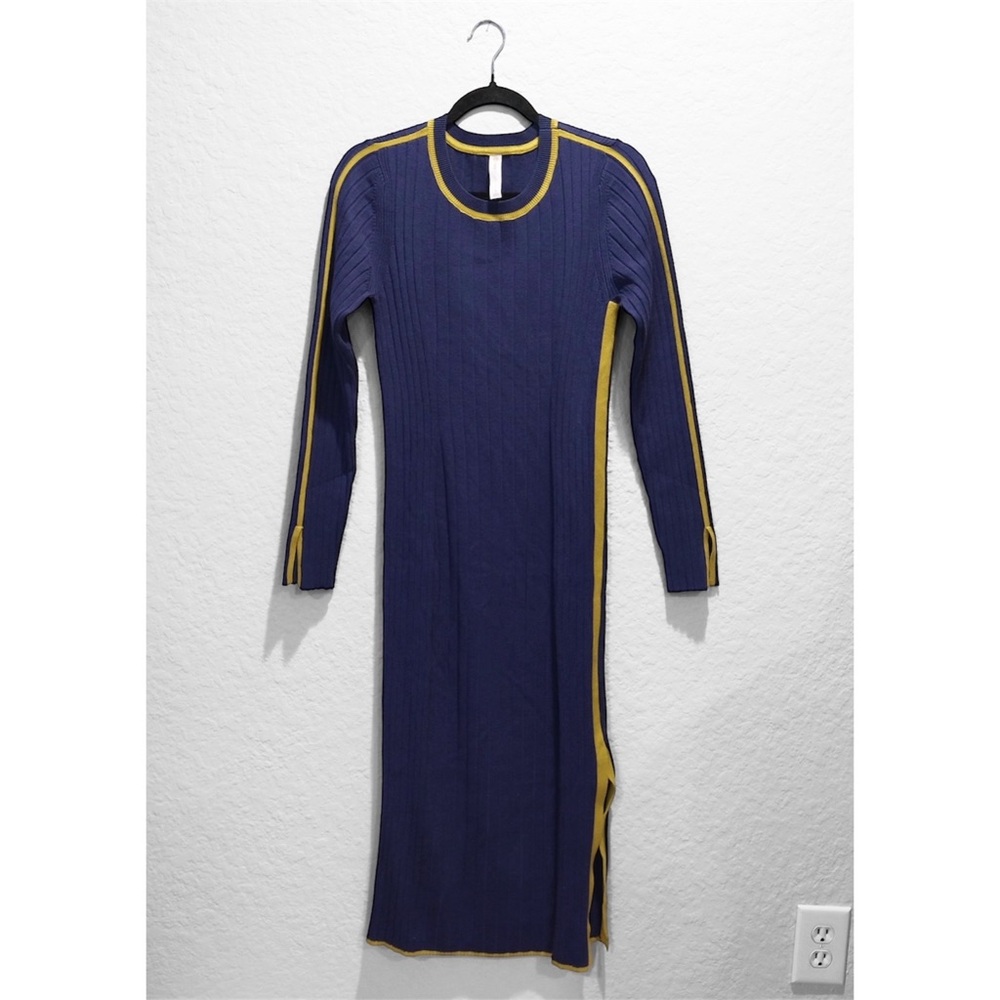 Daily Practice Anthropologie Long Sleeve Sporty Sweater Dress Size M Blue Yellow - Picture 4 of 10
